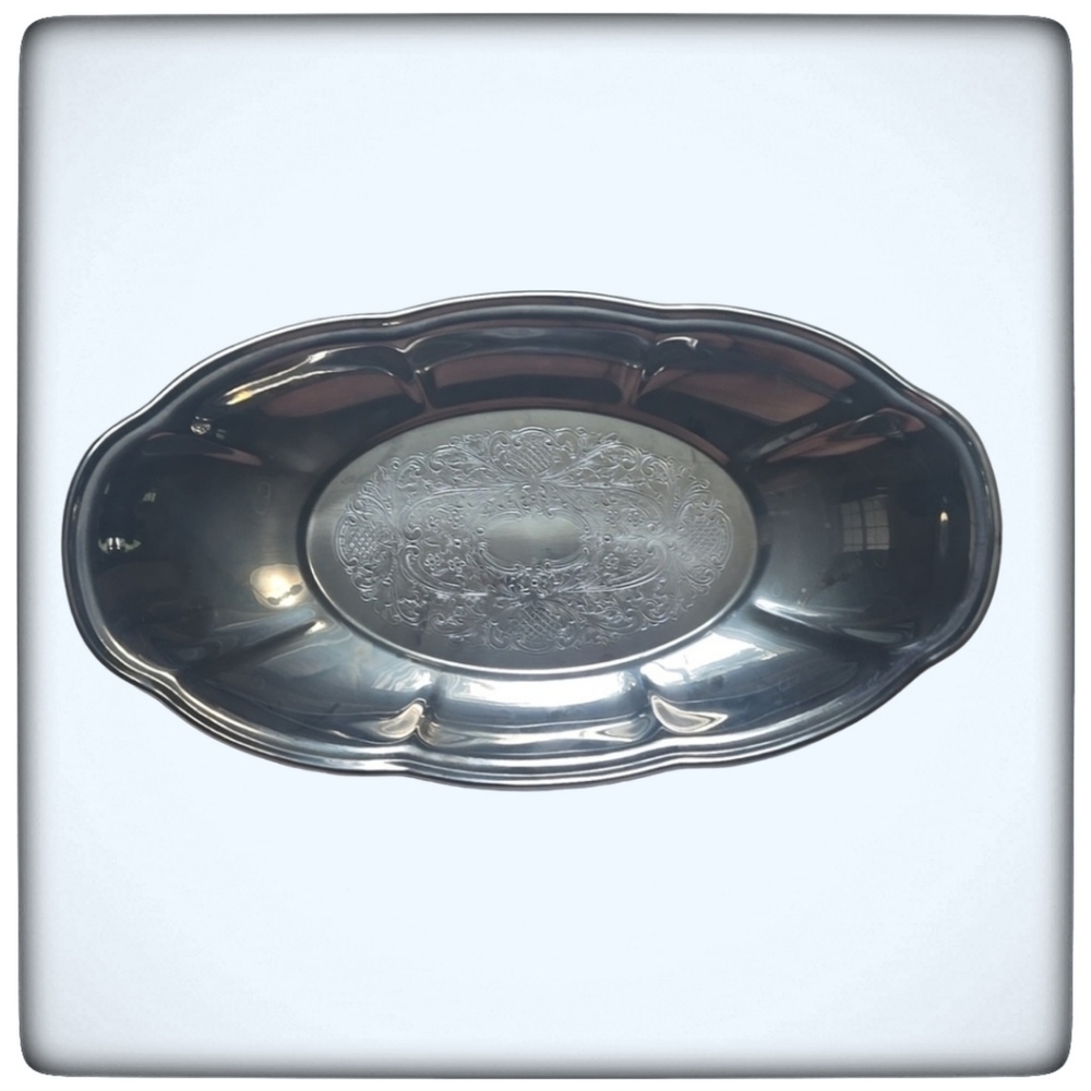 Vintage National Silver Company Rare Find Silver Oval Serving Bowl-12" x 7"
